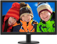 23.6" PHILIPS 243V5QHABA, Black, MVA, 1920x1080, 60Hz, 8ms, 250cd, SC10mil:1, D-Sub+DVI+HDMI, Spkrs