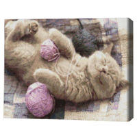 Tablou pe numere BrushMe DBS1020FC Mozaic cu diamante 40x50сm (fără cutie) Motănaș cu ghem de lână, Lucia Heffernan