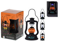 Suvenir Halloween cu muzica si lumina "Felinar-schelet, dovleac, fantoma" 20cm