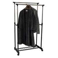 Cuier pentru haine Ordinett 53096 cu suport pe roti 80x42cm, H160cm, dublu, negru