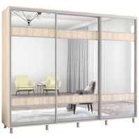 Шкаф Mobildor-Lux Aron uși glisante din PAL cu oglindă zebra (270x60x220H cm) Sonoma