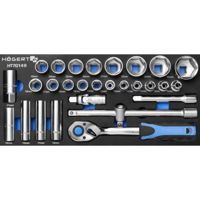 Набор ручных инструментов Hoegert HT7G149 набор 1/2" торцевых головок с принадлежностями, 28 предм.