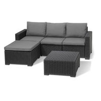 Mobilier pentru grădină Keter 56144 California 3piese (canapea+perne, masa, suport pt picioare), grafit
