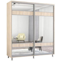 Dulap Mobildor-Lux Aron-P uși glisante din PAL cu oglindă zebra (190x60x200H cm) Sonoma