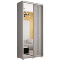 Dulap Mobildor-Lux Compact uși glisante Oglindă + PAL cu ornament grecesc (100x45x230H cm) Grey