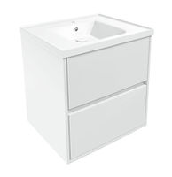 Set mobilier TEO 65cm alb: dulap montat pe perete, 2 sertare + lavoar montat la suprafață art 15-88-060