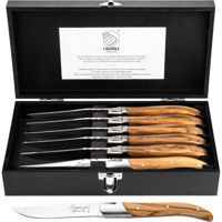 Set cuțite Laguiole Luxury Line 6 Steak Knives Olive Wood in cutie lemn