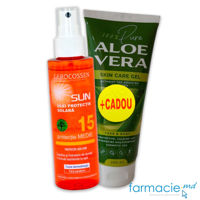 Gerocossen Sun Ulei protectie solara SPF15 150ml + Aloe Vera Pure gel fata&corp 200ml Human Care CADOU