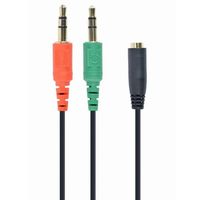 CCA-418 3.5 mm 4-pin socket to 2 x 3.5 mm stereo plug adapter cable, black