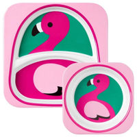 Посуда для кормления Skip Hop 9I238110 Set Farfurie si Bol Zoo Flamingo