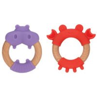 Iinel dentiție Nuby NV06010 Прорезыватель из дерева и силикона Животные (3m+)