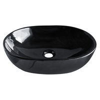 Lavoar BLACK AMADEUS M, 48 * 35 * 14,5 cm oval negru cu suprafață