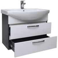 Dulap pentru lavoar Mashtab 10682 Agat cu 2 sertare 75cm Alb-Antracit