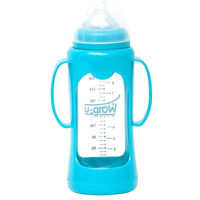 Cană cu pai U-Grow A-1011 Biberon cu protectie, sticla, 280 ml