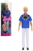 Кукла Barbie HRH25 Ken Fashionist în cămașă cu un design albastru și negru