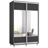 Dulap Mobildor-Lux Aron-S uși glisante din PAL cu oglindă orizontal (130x60x220H cm) Anthracite