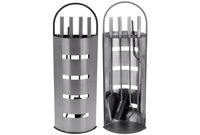 Set instrumente pentru camin in galeata 22X15cm, H65cm, inox