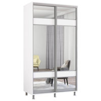 Шкаф Mobildor-Lux Aron-S 1.0m-1.8m uși glisante din PAL cu oglindă zebra (120x60x200H cm) Alb Brilliant