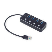 USB  3.0 Hub 4-port  with switches, Gembird "UHB-U3P4-01", Black
