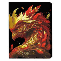 Tablou pe numere BrushMe BSB0014FC 40x50сm (pânză neagră/fără cutie) Phoenix de aur