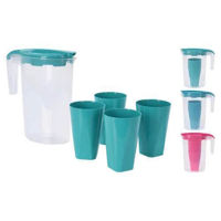 Посуда для напитков Excellent Houseware 20795 Set ulcior 1.75l si 4 pahare 200 ml 3 culori, plastic