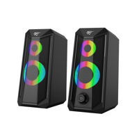 Gaming Speakers Havit SK202, 2x2.5" drivers, 2x3W RMS, 4Ohm, 3.5mm+USB, RGB, Black