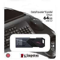 64GB USB3.2 Flash Drive Kingston DataTraveler Exodia Onyx (DTXON/64GB), Black, Plastic, Slider Cap