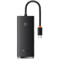 Переходник для IT Baseus WKQX030301 HUB 4in1 Type-C 3.0 to 4*USB-A 1*Type-C 3.0 Lite Series, Black