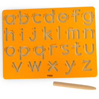 Деревянная алфавитная доска (прописные буквы) с деревянной ручкой