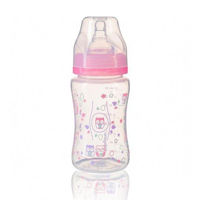Biberon standard anti-colită din plastic, 240 ml BabyOno Pink
