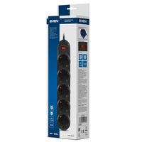 Surge Protector   5 Sockets,  1.0m,  Sven "SF-05L", Black, retail box, flame-retardant material