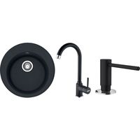 Мойка кухонная со смесителем Franke 114.0660.133 ROG 610 + Pola 1.0 + Dozator sapun Negru