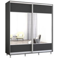Dulap Mobildor-Lux Aron-S uși glisante din PAL cu oglindă orizontal (200x60x210H cm) Anthracite