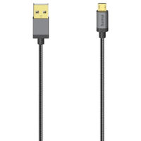 Cablu telefon mobil Hama 200500 Micro-USB Cable, USB 2.0, 480 Mbit/s, Metal, 0.75 m