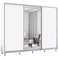 Dulap Mobildor-Lux Aron uși glisante din oglindă și PAL (260x60x200H cm) Alb Brilliant