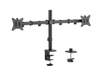 Table/desk 2-display mounting arm Gembird (rotate,tilt,swivel),17”-32”,up to 9 kg,VESA:75x75,100x100