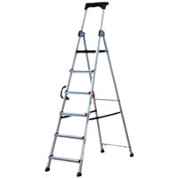 Scară Cagsan HA105 cu suport si polita, 6 trepte, H=2.1m, sarcina max.150kg