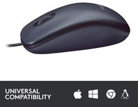 Mouse Logitech B100 OEM, Optical, 800 dpi, 3 buttons, Ambidextrous, Black, USB