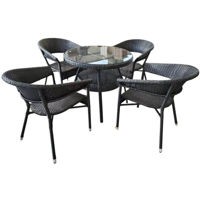 Садовая мебель Hydro S Круглый стол и стулья Hola Nobil, комплект, 4 персоны, черный