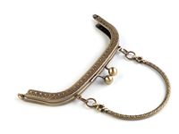 Metal purse frame sew-in, 16.2x14 cm / vintage brass