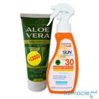 Gerocossen Sun Lotiune protectie solara spray SPF30 200ml + Aloe Vera Pure gel fata&corp 200ml Human Care CADOU