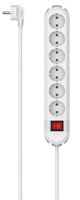 Фильтр электрический Hama 223131 Power Strip, 6-Way, 90° Rotated, Switch, Wall Mounting, 2 m, white