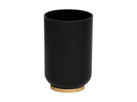 Păhar pentru periute de dinti Tendance Kanta, bază din bambus, negru, din plastic