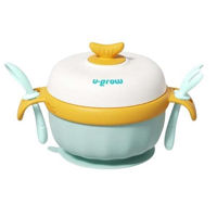 Посуда для кормления U-Grow UG-235BL Bol termic cu linguriță și furculiță, albastru