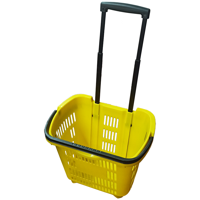 cumpără Coș din plastic cu roți (2 mânere din plastic) 30L, 475x350x435mm, galben în Chișinău