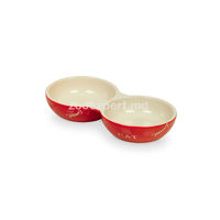 Nobby Castron dublu ceramic Cat 2*130 ml roșu/bej
