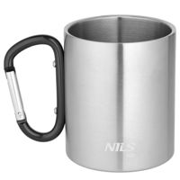 Посуда походная Nils NC17110 CAMP 300ml din inox cu carabină, neagră