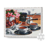 Tablou pe numere Art Gallery QB201916 Mozaic cu diamante patrate 40x50cm Cafea de dimineata