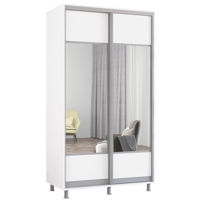 Dulap Mobildor-Lux Aron-S uși glisante din PAL cu oglindă orizontal (110x60x240H cm) Alb Brilliant