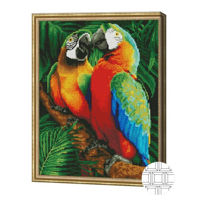 Tablou pe numere Art Gallery QB204650 Mozaic cu diamante patrate 40x50cm Papagali aprinsi in jungla